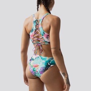 Born Primitive floral lace up bikini top and bottom- matching set